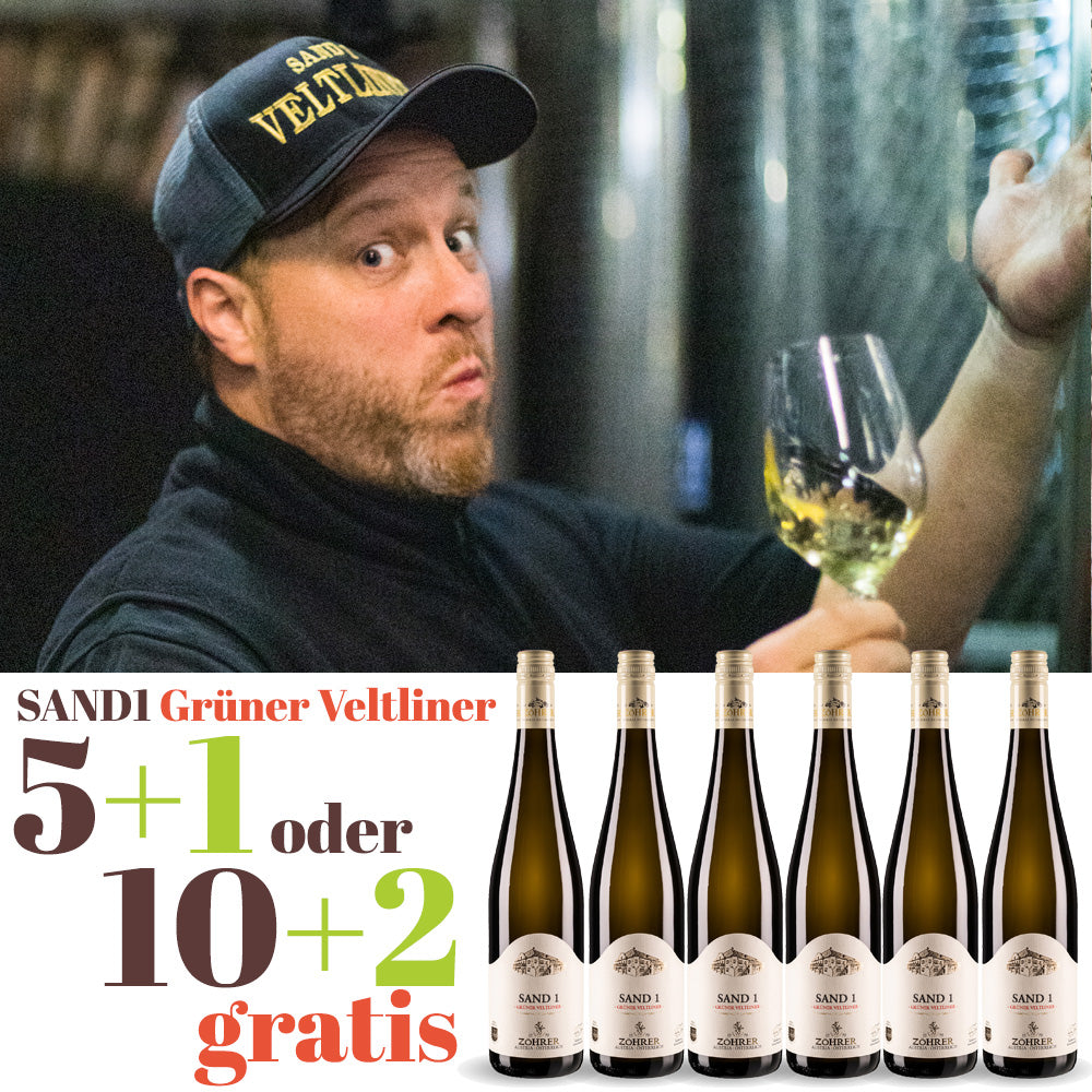 5+1 / 10+2 gratis: SAND1 Grüner Veltliner 2019 Spätfüllung - Weingut Zöhrer / Krems